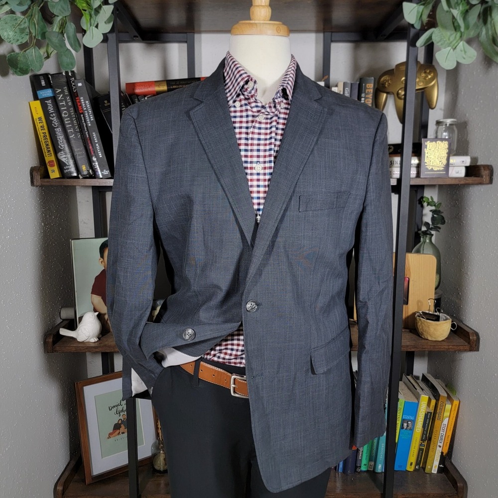 Joseph Abboud Men's Sport Coat Blazer Two Button Grayish Blue Cotton Size XL